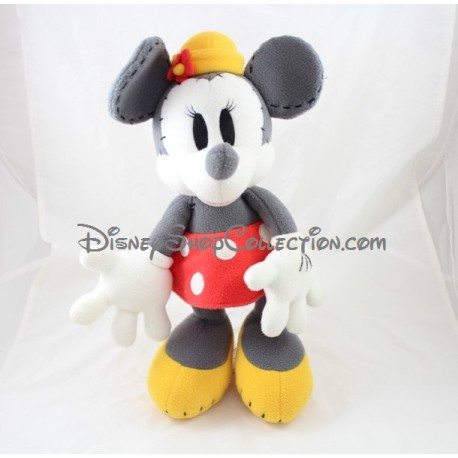 Plush Minnie DISNEYLAND PARIS retro grey white red pea jacket white 40 cm