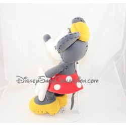 Peluche Minnie DISNEYLAND PARIS retro gris blanc jupe rouge pois blanc 40 cm