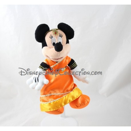 Peluche Minnie DISNEYLAND PARIS Hindou robe satin orange 23 cm