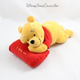 Peluche Winnie l'ourson NICOTOY Disney allongé coussin rouge "Je t'aime" 24 cm *