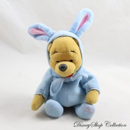 Peluche Winnie l'ourson DISNEY STORE lapin de Pâques 1999 Bean Bag bleu 21 cm
