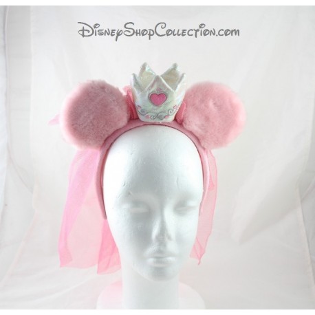 Serre-tête Minnie DISNEYLAND PARIS oreilles rose couronne et voile de mariée