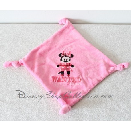 Doudou plat Minnie DISNEY carré rose Minnie Wanted for love 20 cm