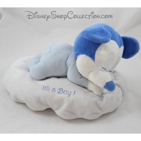 Peluche Mickey DISNEYLAND PARIS It's a boy ! nuage bleu blanc Disney 20 cm