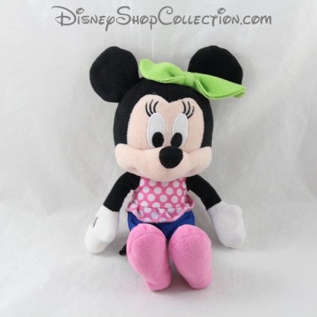 Peluche Minnie DISNEY noeud vert short bleu 23 cm