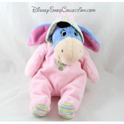 Burro de peluche eeyore DISNEY NICOTOY pijama rosa patas de rayas 30 cm