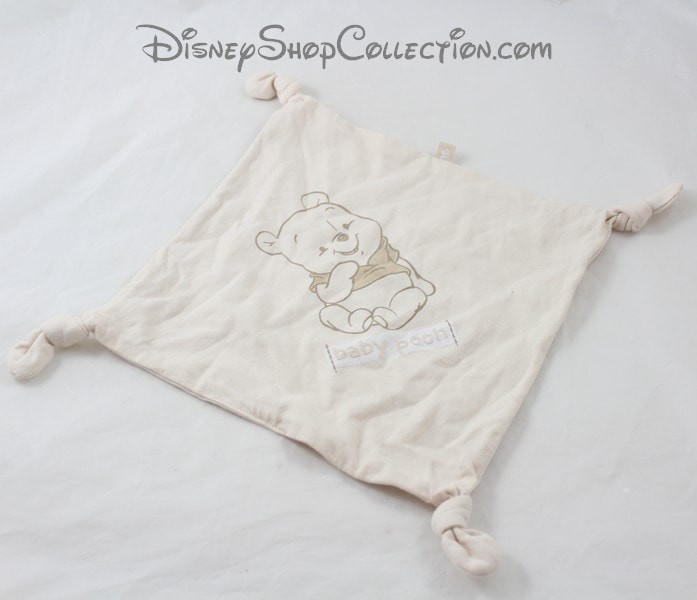 Doudou Plat Winnie L Ourson Disney Carre Beige Baby Pooh Carrefour