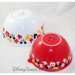 Lotto 2 ciotole insalata DISNEY STORE Mickey bianco plastica rossa