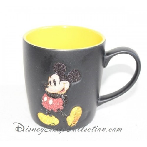 Mug matte Mickey DISNEYLAND PARIS black and yellow ceramic cup 