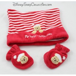 Set cap and mittens DISNEY STORE Winnie the Baby Christmas Pooh 6-12 months